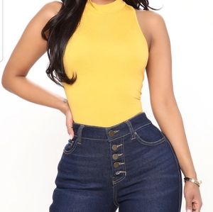 Sleeveless Mock Neck Bodysuit - Mustard
